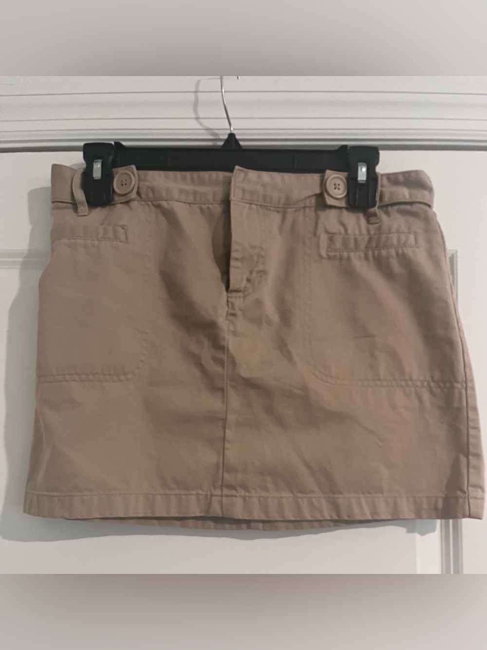 Old Navy Khaki Cotton Mini Skirt with Button Waist Detail